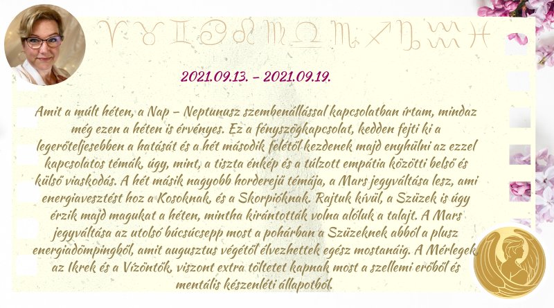 Heti horoszkóp 2021.09.13 – 2021.09.19.